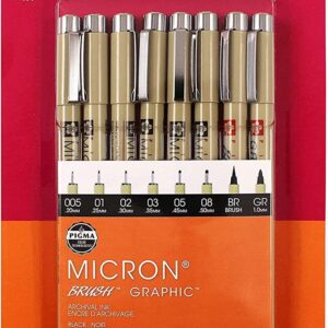 Sakura Pigma Micron 8-Pen Black Ink Set