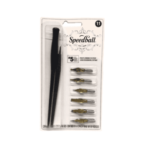 Speedball Artist Set No. 5, 6 Dip Pens Nibs, Holder and Crowquill Pen