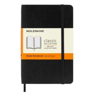Moleskine Classic Notebook Pocket Ruled Soft Cover - Black 3.5"×5.5"
