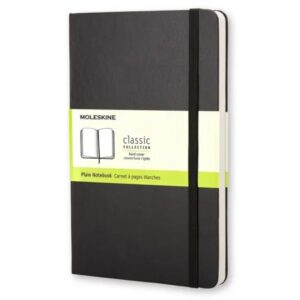 Moleskine Notebook Plain Hard Cover Black 5"×8.25"