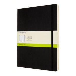 Moleskine Plain Notebook, XXL, Plain, Black, Soft Cover 8.5"x11"