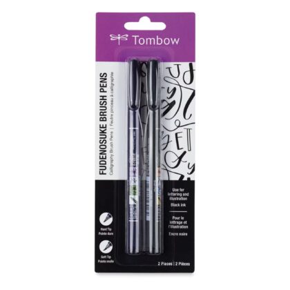 Tombow Fudenosuke Brush Pen Hard & Soft Pen Tip 2pk